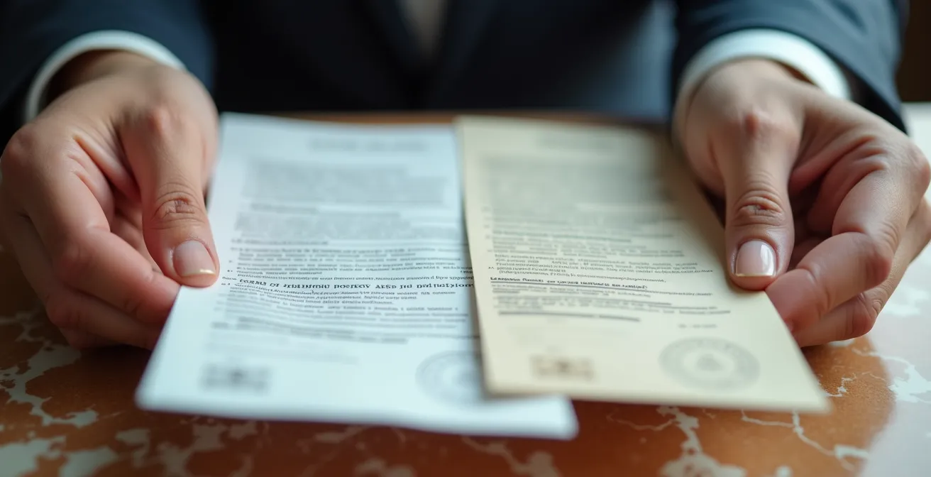 Primo piano di mani che confrontano documenti finanziari su scrivania italiana