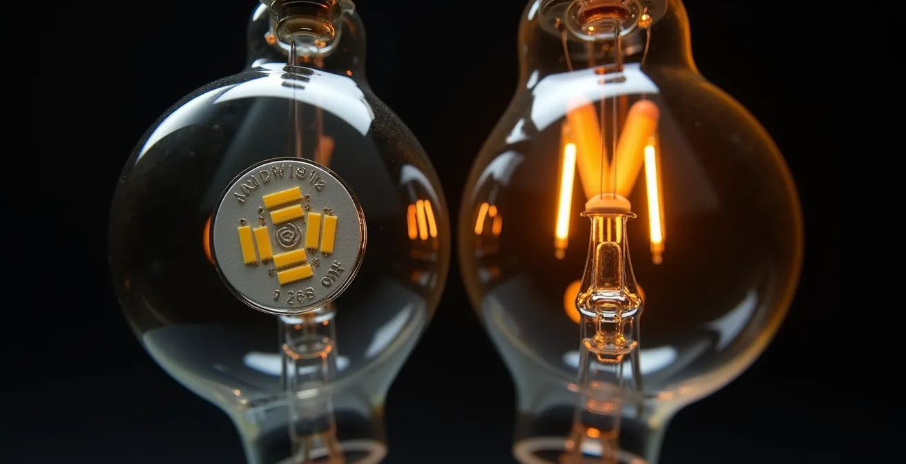 Confronto visivo tra lampadine LED e tradizionali con differenti temperature colore in ambiente domestico italiano