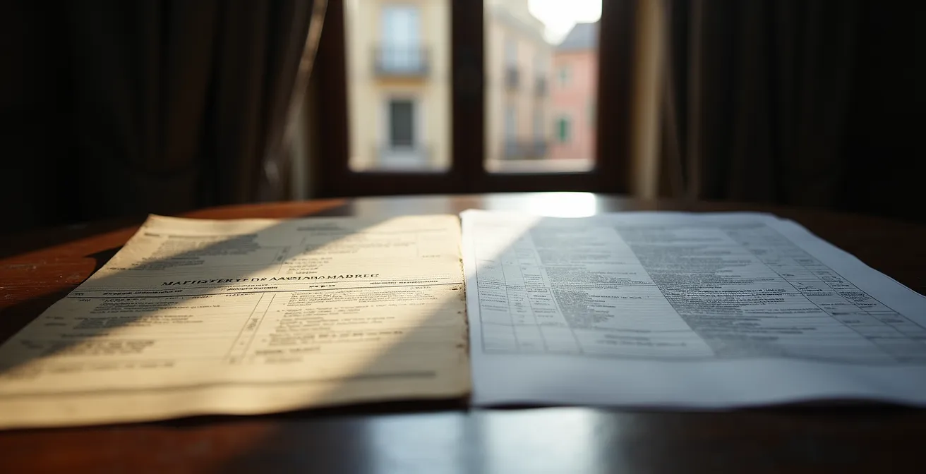 Confronto visivo tra documenti catastali e valutazione immobiliare di mercato