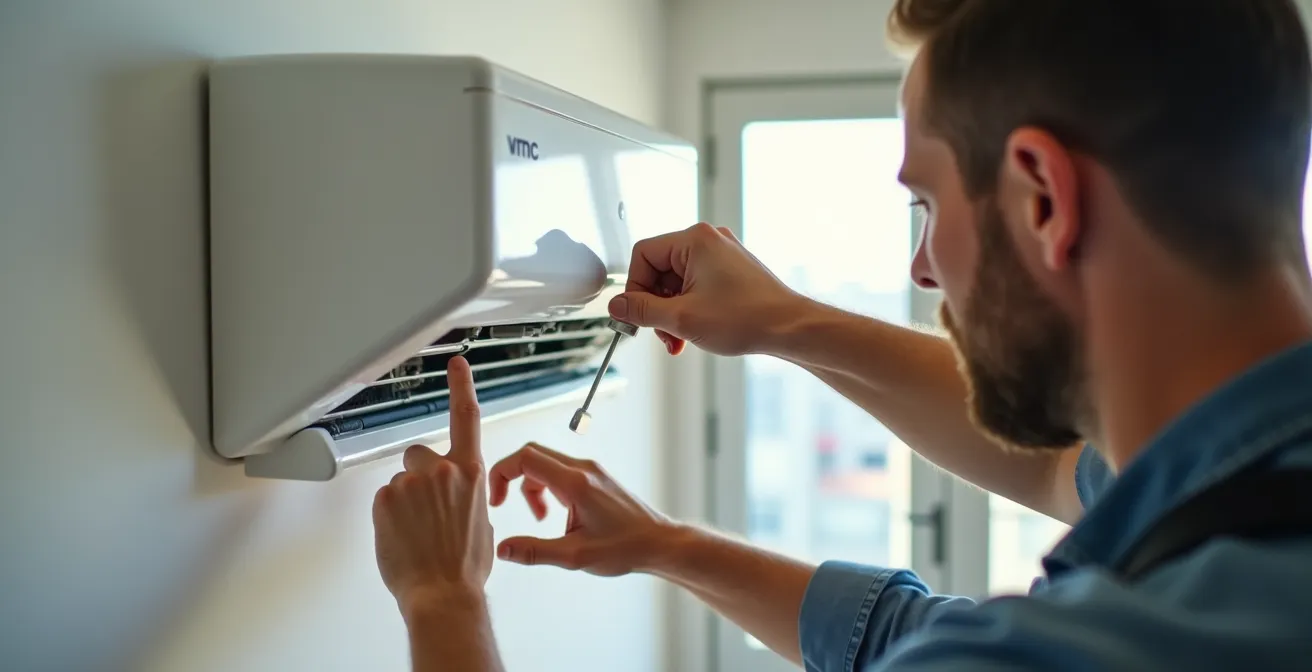 Sistema di ventilazione meccanica controllata con scambiatore di calore in sezione tecnica