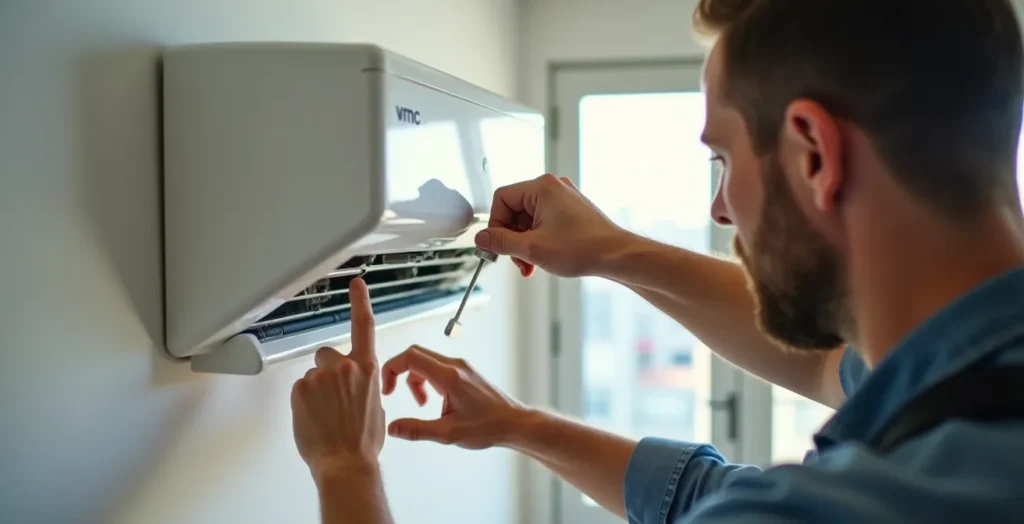 Sistema di ventilazione meccanica controllata con scambiatore di calore in sezione tecnica
